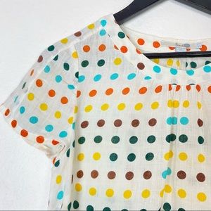 BODEN Linen Multicolor Polka dot Top 6